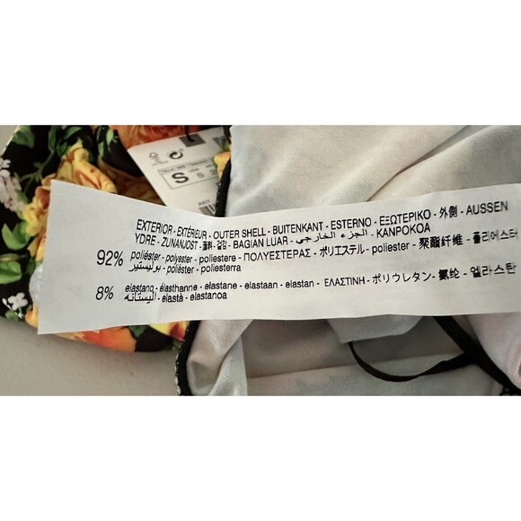 Zara Halter Top Bodysuit Size Small S Black Yellow Green Floral Twist Neck - Picture 11 of 13